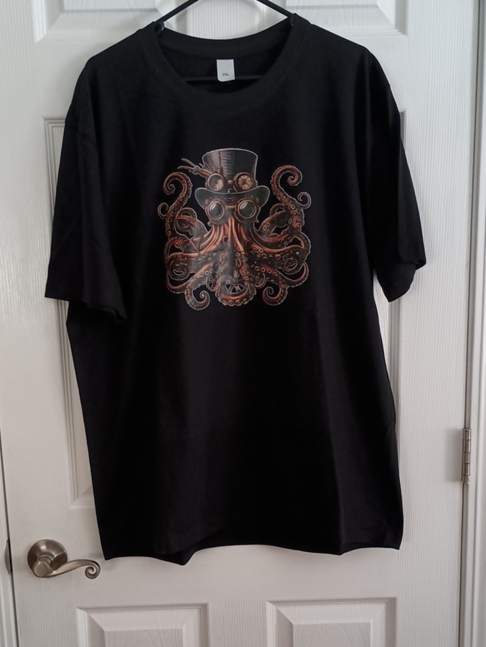 New! Steampunk Octopus Black Graphic 2XL  T-shirt (f800)